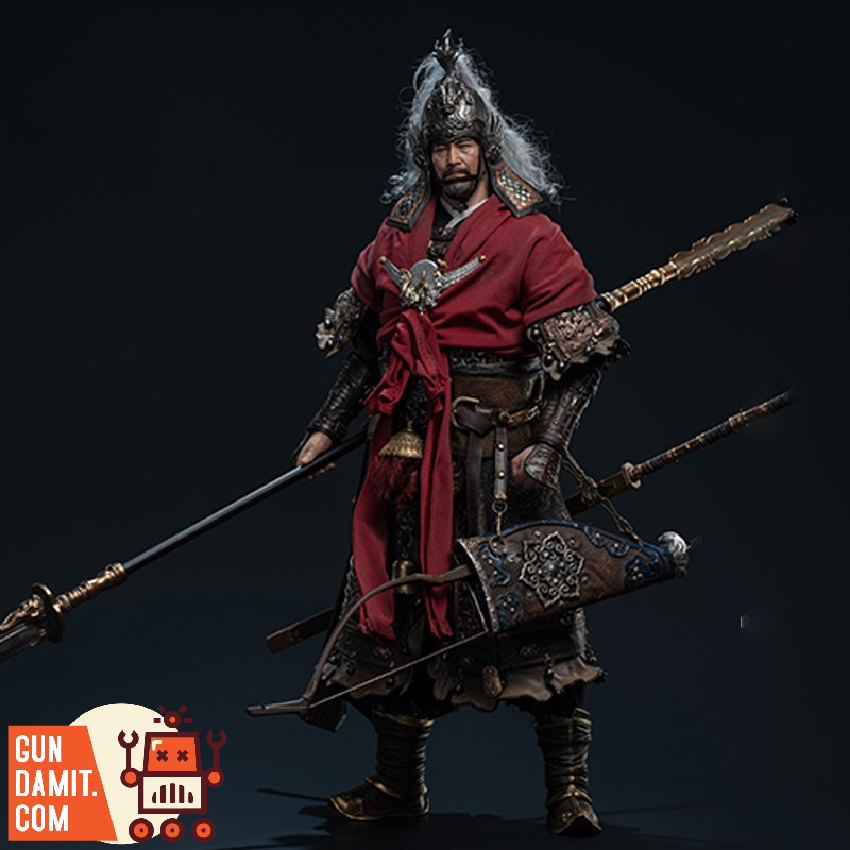 Guan Miaotang Yang Jiye kneeling battle pose with weapon array Guan Miaotang Yang Jiye kneeling battle pose with weapon array