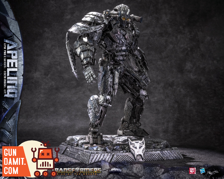 Yolopark AMK Pro Apelinq Transformers model kit front view on display base Yolopark AMK Pro Apelinq Transformers model kit front view on display base