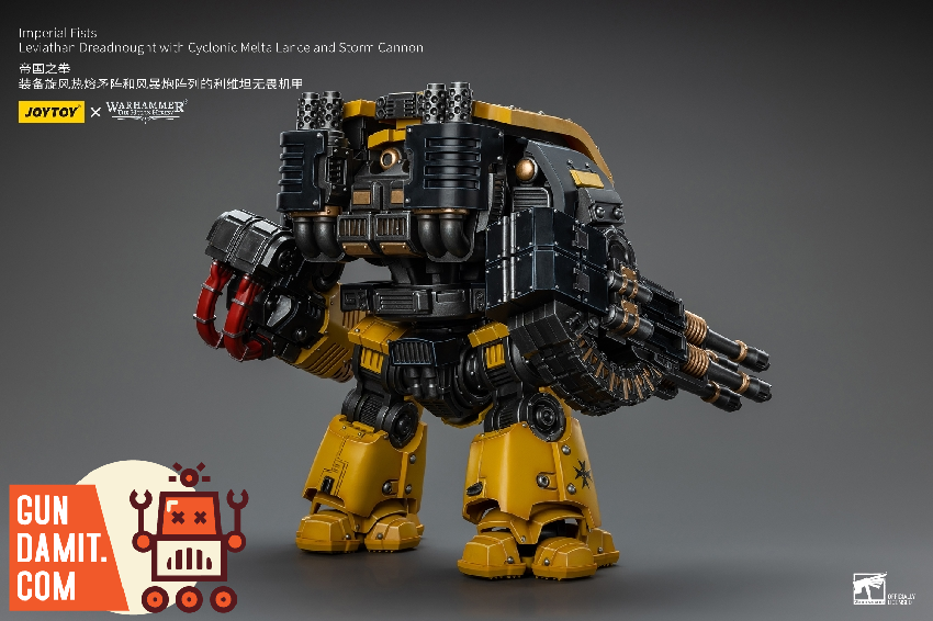 JoyToy Imperial Fists Leviathan Dreadnought cyclonic melta lance detail JoyToy Imperial Fists Leviathan Dreadnought cyclonic melta lance detail