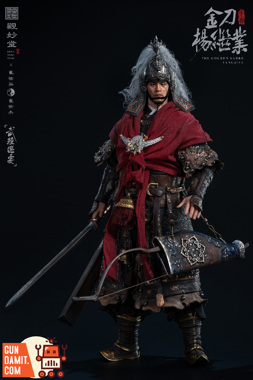 Guan Miaotang Yang Jiye close-up with golden knife and shield armor detail Guan Miaotang Yang Jiye close-up with golden knife and shield armor detail