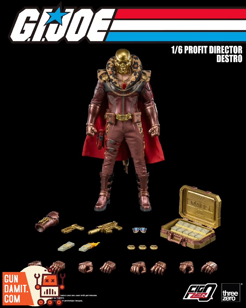 Threezero 1/6 FigZero G.I. Joe Profit Director Destro full figure front view Threezero 1/6 FigZero G.I. Joe Profit Director Destro full figure front view
