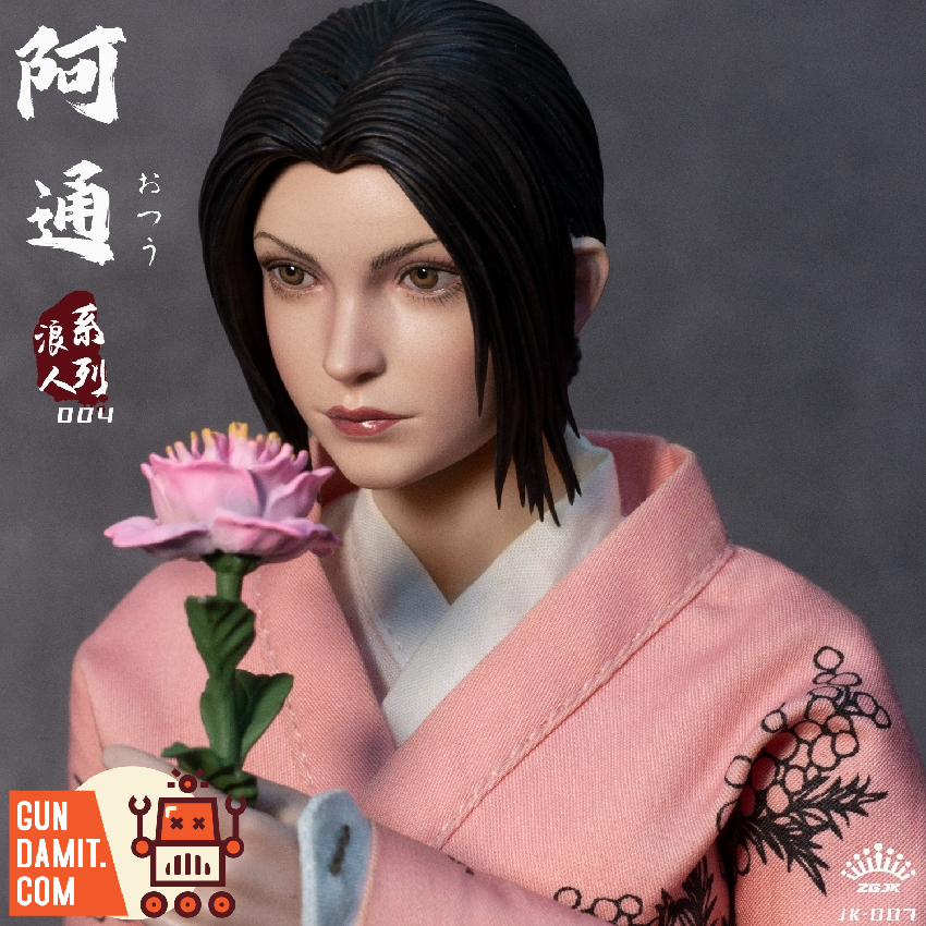 ZGJK Atong Female Ronin close-up headsculpt with peony flower ZGJK Atong Female Ronin close-up headsculpt with peony flower