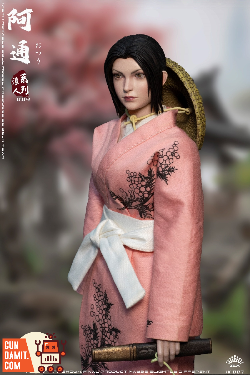 ZGJK Toys 1/6 Atong Female Ronin upper body portrait in pink cherry blossom kimono ZGJK Toys 1/6 Atong Female Ronin upper body portrait in pink cherry blossom kimono