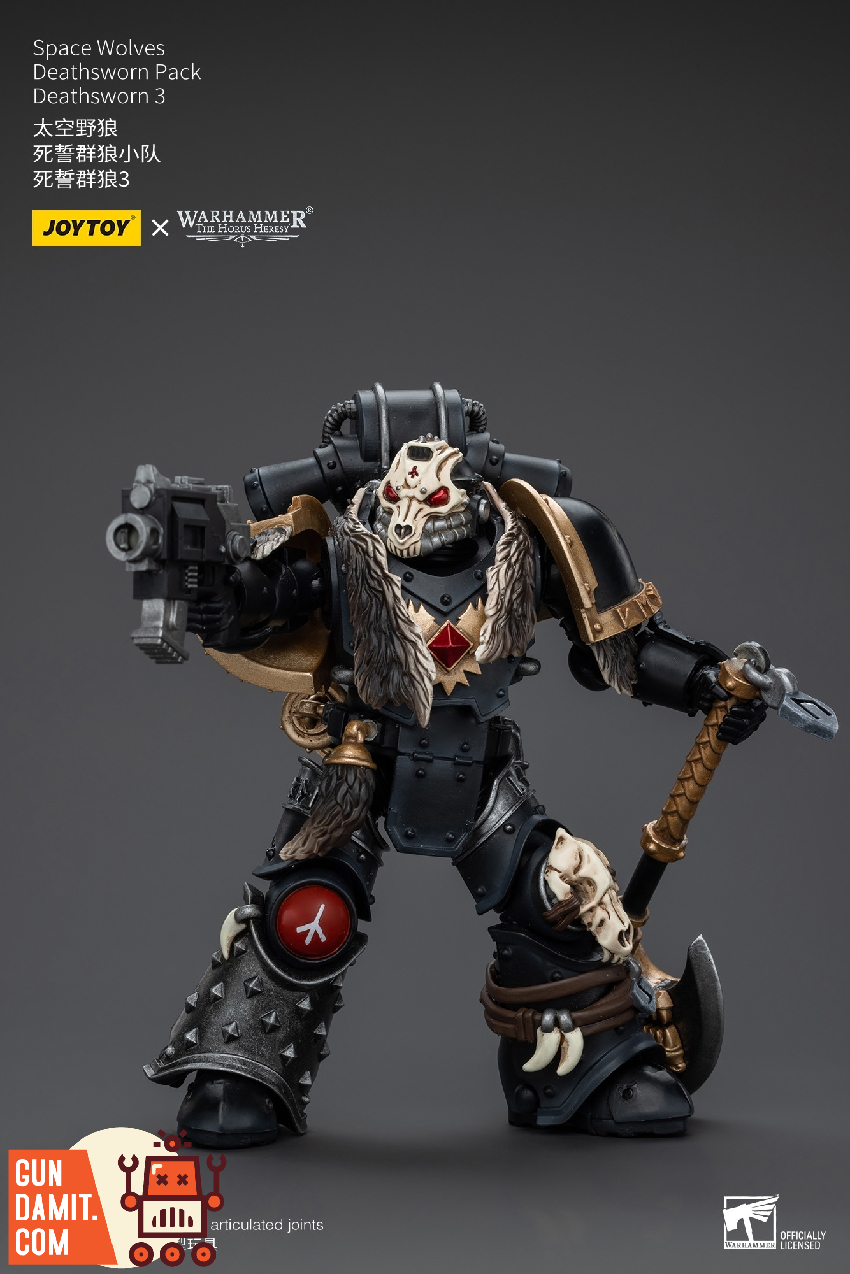 JoyToy Space Wolves Deathsworn 3 rear view with bone trophies JoyToy Space Wolves Deathsworn 3 rear view with bone trophies