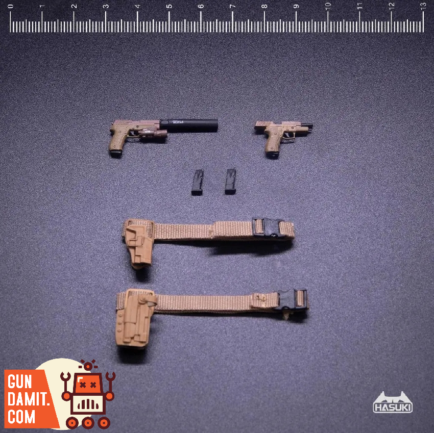 HASUKI 1/12 WM-02 P226 weapon kit tan version with pistol and leg holster HASUKI 1/12 WM-02 P226 weapon kit tan version with pistol and leg holster
