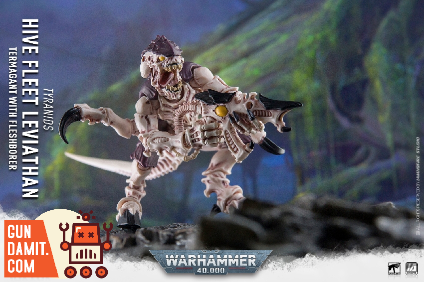JoyToy Warhammer 40K Tyranid Warrior with Boneswords on scenic base JoyToy Warhammer 40K Tyranid Warrior with Boneswords on scenic base