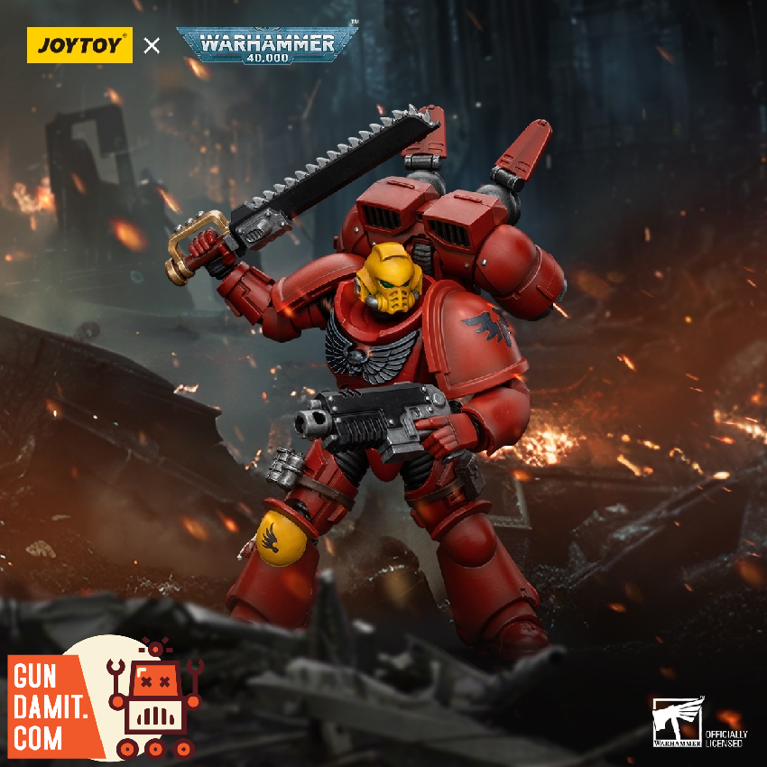 JoyToy 1/18 Blood Angels Intercessor 1 rear jump pack view JoyToy 1/18 Blood Angels Intercessor 1 rear jump pack view