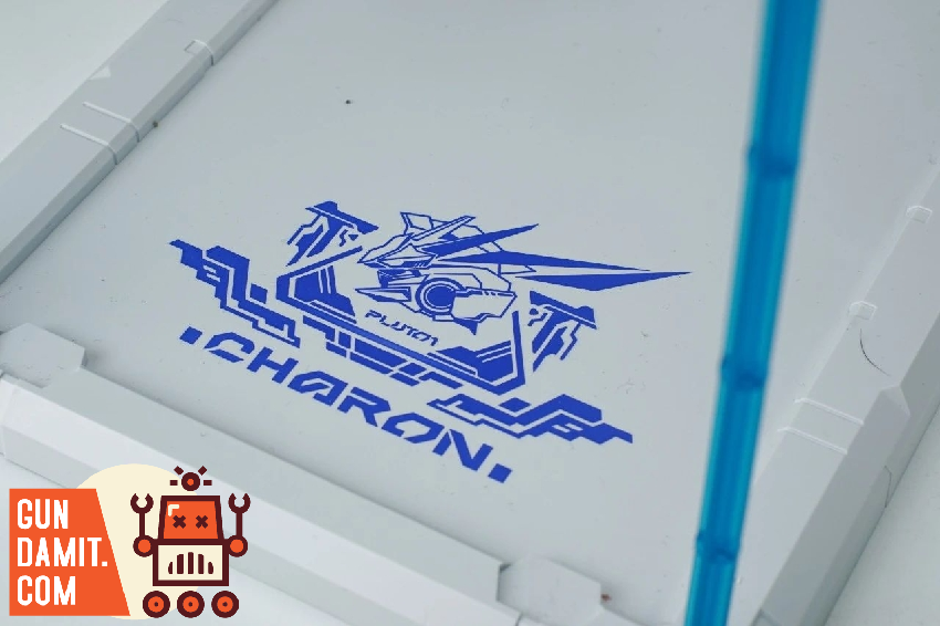 Mecha Core Industry Charon display base close-up with emblem Mecha Core Industry Charon display base close-up with emblem