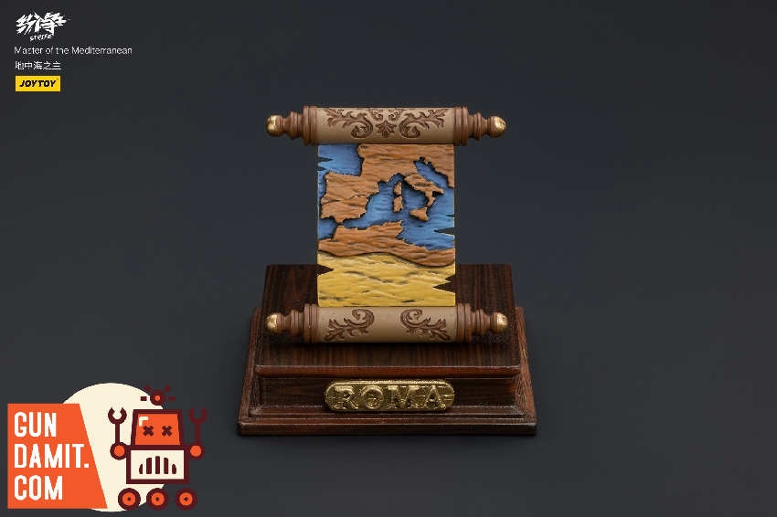 JoyToy Roman Republic Mediterranean scroll map on wooden display base with ROMA plaque JoyToy Roman Republic Mediterranean scroll map on wooden display base with ROMA plaque
