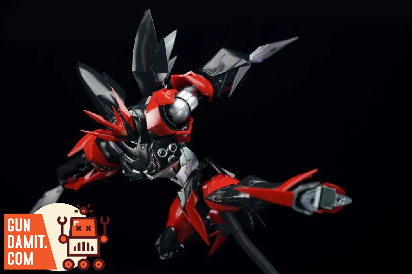 Sky X Studio Tekkaman Evil dynamic flying pose with red and black armor and wings Sky X Studio Tekkaman Evil dynamic flying pose with red and black armor and wings