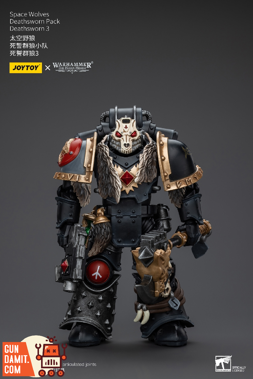 JoyToy Space Wolves Deathsworn 3 side angle with war hammer JoyToy Space Wolves Deathsworn 3 side angle with war hammer