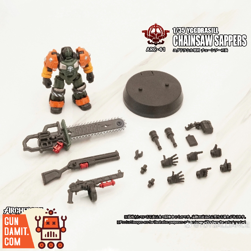 Toys Alliance ARC-41 Yggdrasill Chainsaw Sapper full accessories spread Toys Alliance ARC-41 Yggdrasill Chainsaw Sapper full accessories spread