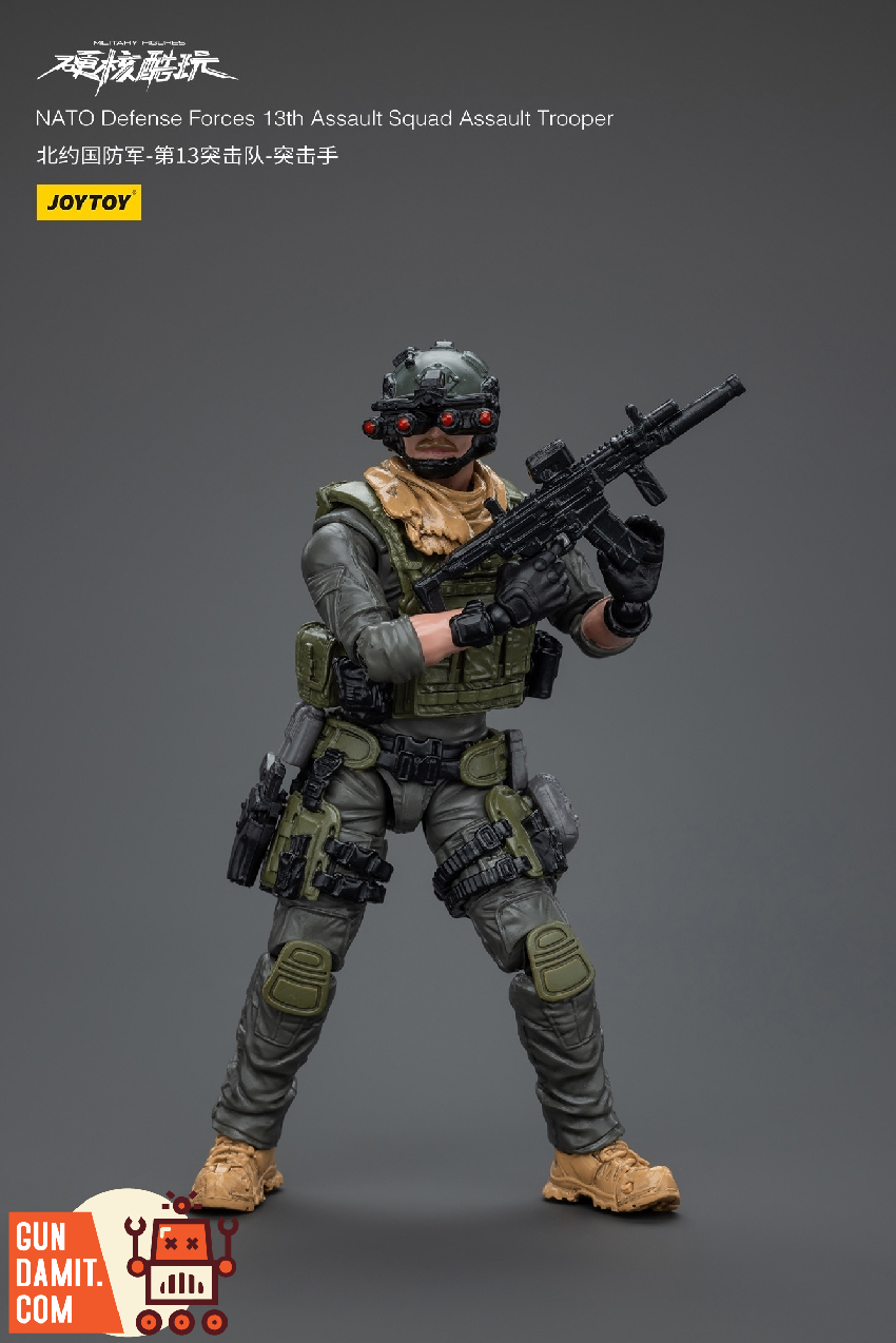 JoyToy NATO Assault Trooper side view with tactical vest and gear JoyToy NATO Assault Trooper side view with tactical vest and gear