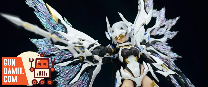 Assembled Galahad model kit upper body with spread crystal wing effects in dramatic lighting Assembled Galahad model kit upper body with spread crystal wing effects in dramatic lighting