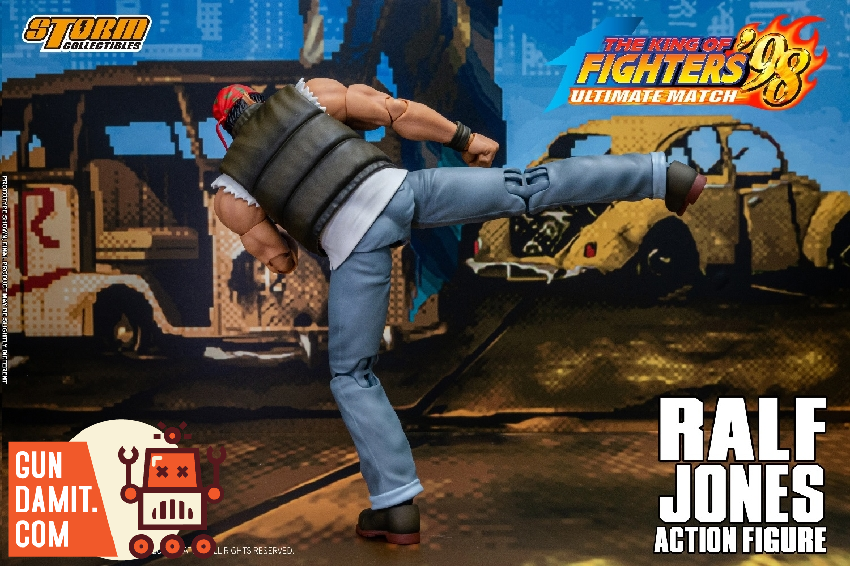 Storm Collectibles Ralf Jones figure kicking action pose side view Storm Collectibles Ralf Jones figure kicking action pose side view