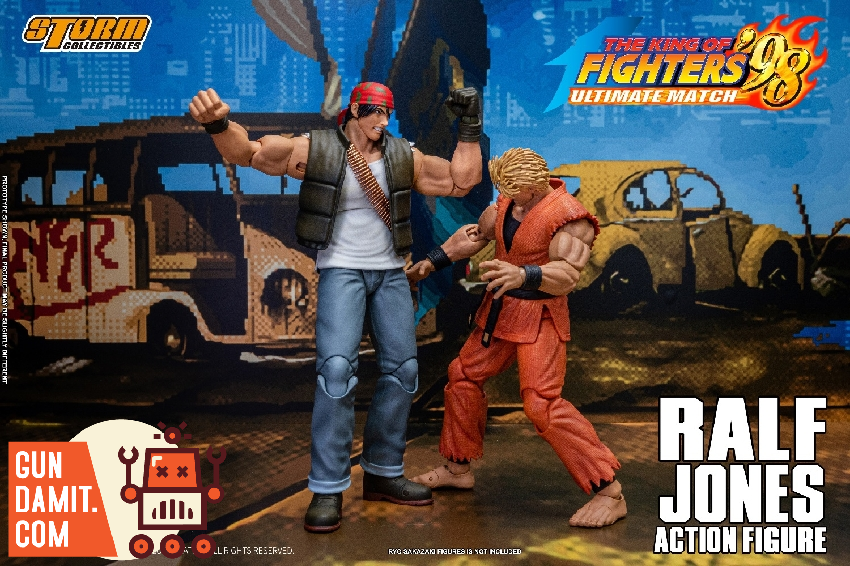 Storm Collectibles KOF 98 Ralf Jones figure close-up with accessories Storm Collectibles KOF 98 Ralf Jones figure close-up with accessories