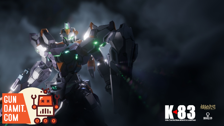 Saying Zone 1/100 K-83 Captain Version model kit dramatic dark render with green glowing eyes Saying Zone 1/100 K-83 Captain Version model kit dramatic dark render with green glowing eyes