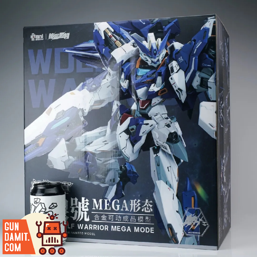 Fight Wolf Mega Form box front showing blue and white mecha artwork with golden accents Fight Wolf Mega Form box front showing blue and white mecha artwork with golden accents