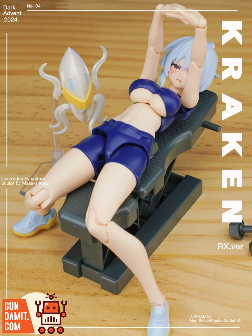 Alphamax DarkAdvent Rania Relax Version seated on gym bench with dumbbell Alphamax DarkAdvent Rania Relax Version seated on gym bench with dumbbell