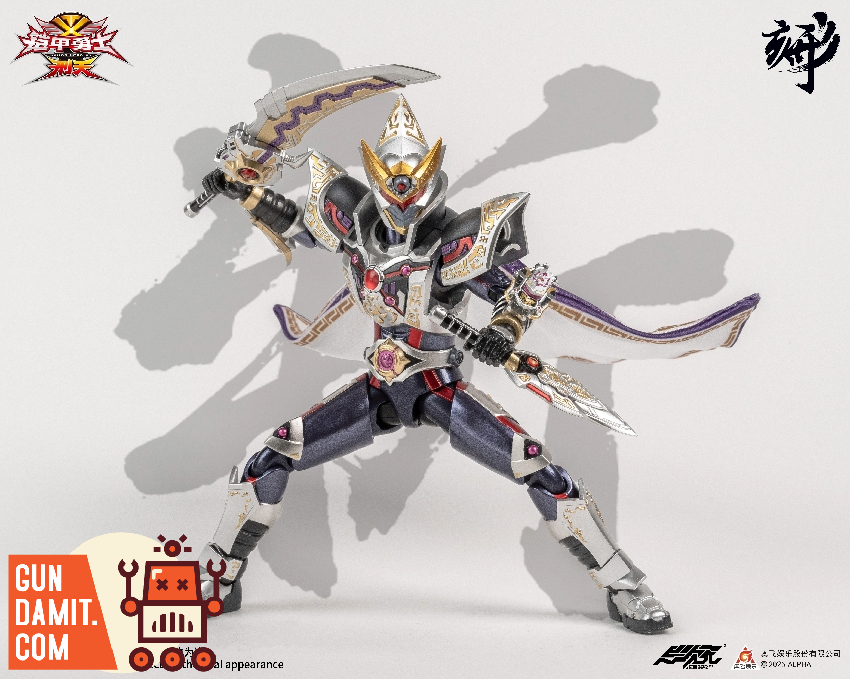 Armor Hero XT Shura Armor action pose showing multi-armed fighting stance with ornate gold and silver armor Armor Hero XT Shura Armor action pose showing multi-armed fighting stance with ornate gold and silver armor