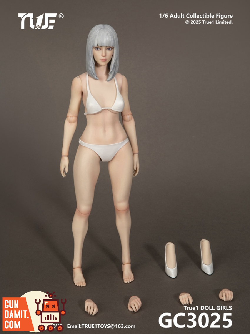 True1Toys 1/6 GC3025 Female Doll Grey Hair White Skin view 2 True1Toys 1/6 GC3025 Female Doll Grey Hair White Skin view 2