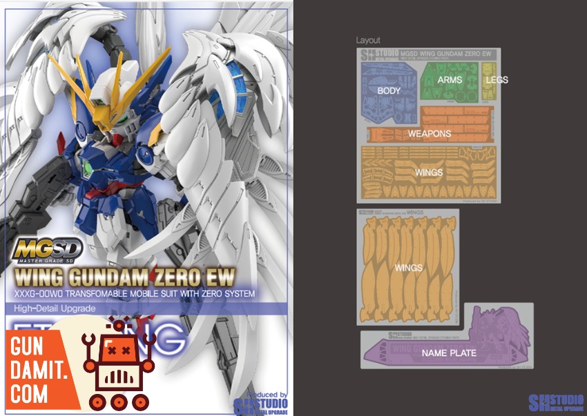 SH Studio MGSD Wing Gundam Zero EW Feather Etching view 4 SH Studio MGSD Wing Gundam Zero EW Feather Etching view 4