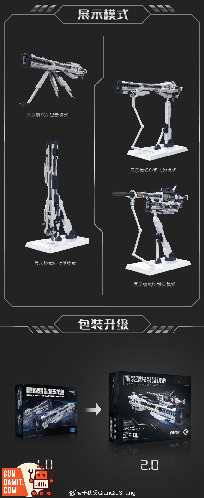 Qianqu Shang 1/100 Electromagnetic Railgun 2.0 Black Model Kit view 3 Qianqu Shang 1/100 Electromagnetic Railgun 2.0 Black Model Kit view 3