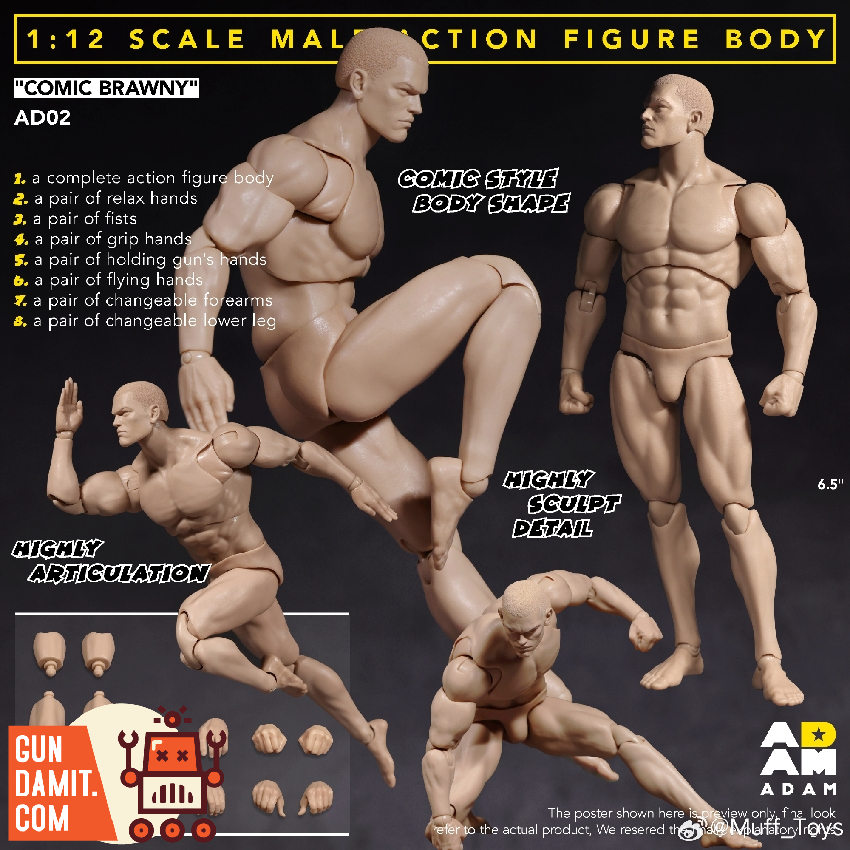 Muff Toys 1/12 ADAM-AD02 Comic Brawny Male Action Figure Type A view 4 Muff Toys 1/12 ADAM-AD02 Comic Brawny Male Action Figure Type A view 4