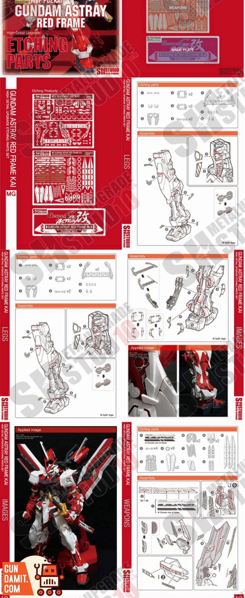 SH Studio MG Gundam Astray Red Frame Etching Parts view 7 SH Studio MG Gundam Astray Red Frame Etching Parts view 7