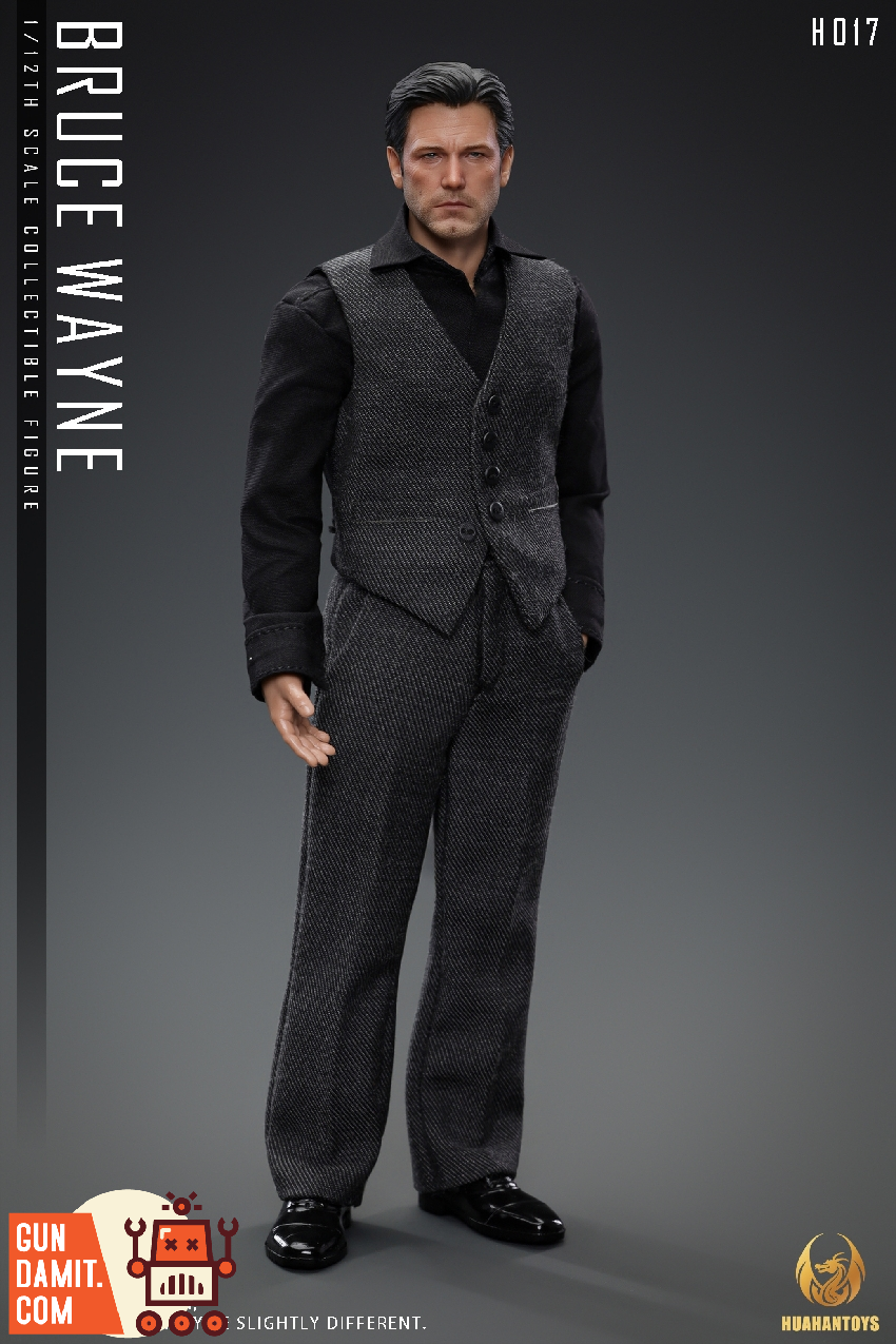HUAHANTOYS 1/12 H018 Bruce Wayne Grey & Blue Vest Outfit Set Detailed 1/12 scale figure of Bruce Wayne in grey suit and vest. HUAHANTOYS 1/12 H018 Bruce Wayne Grey & Blue Vest Outfit Set Detailed 1/12 scale figure of Bruce Wayne in grey suit and vest.