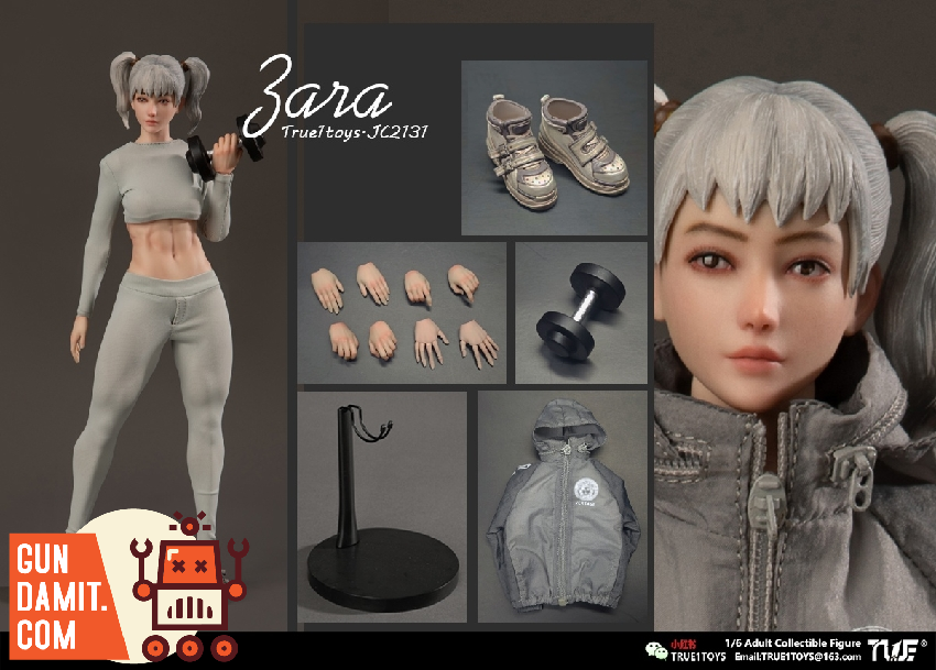 True1Toys 1/6 JC2131 Sporty Girl Zara Gray Hair view 2 True1Toys 1/6 JC2131 Sporty Girl Zara Gray Hair view 2