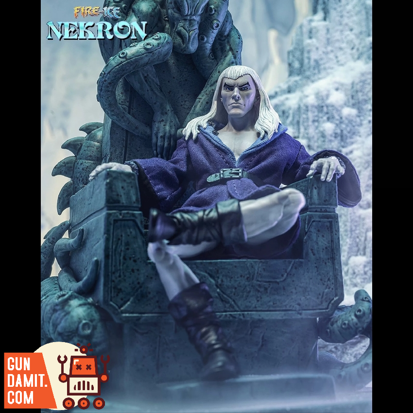 Frazetta Girls 1/12 Nekron with Throne Ver. Nekron figure seated on ornate throne, icy backdrop, detailed sculpting. Frazetta Girls 1/12 Nekron with Throne Ver. Nekron figure seated on ornate throne, icy backdrop, detailed sculpting.