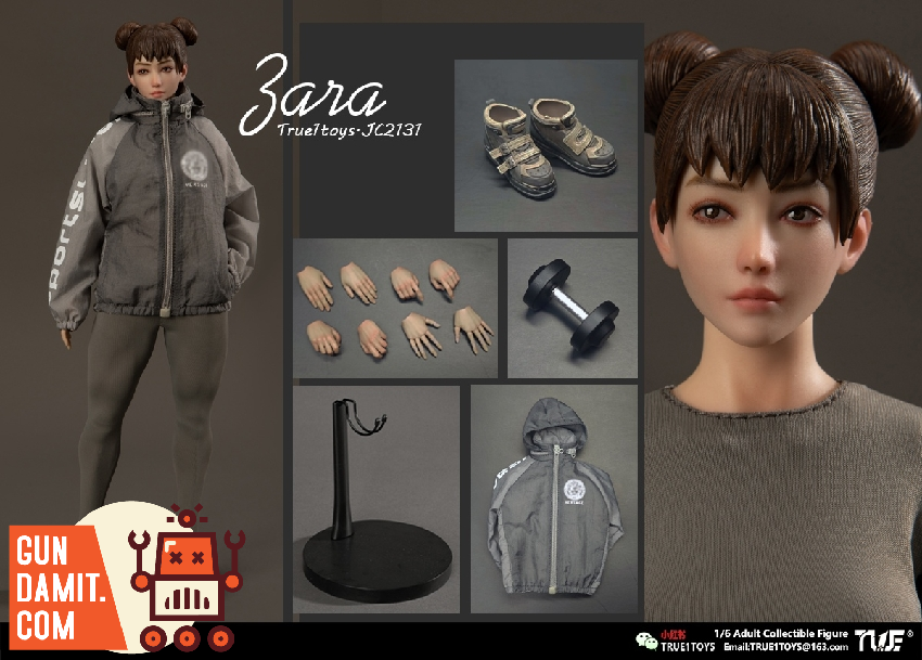 True1Toys 1/6 JC2131 Sporty Girl Zara Brown Hair view 1 True1Toys 1/6 JC2131 Sporty Girl Zara Brown Hair view 1