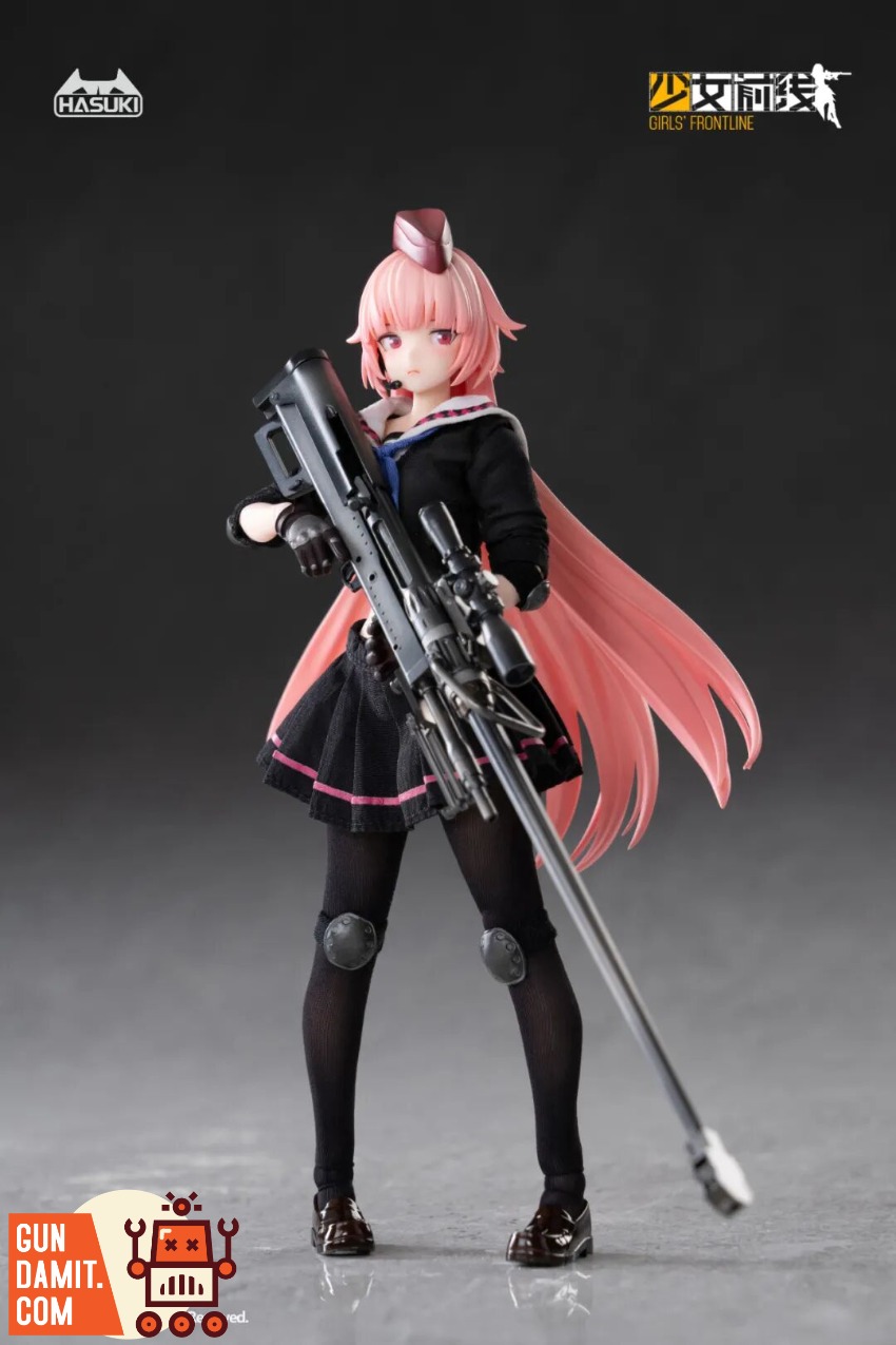 HASUKI x Girls' Frontline PA011 1/12 NTW-20 Sniper Rifle Gir Pink-haired anime girl with sniper rifle in black sailor outfit. HASUKI x Girls' Frontline PA011 1/12 NTW-20 Sniper Rifle Gir Pink-haired anime girl with sniper rifle in black sailor outfit.