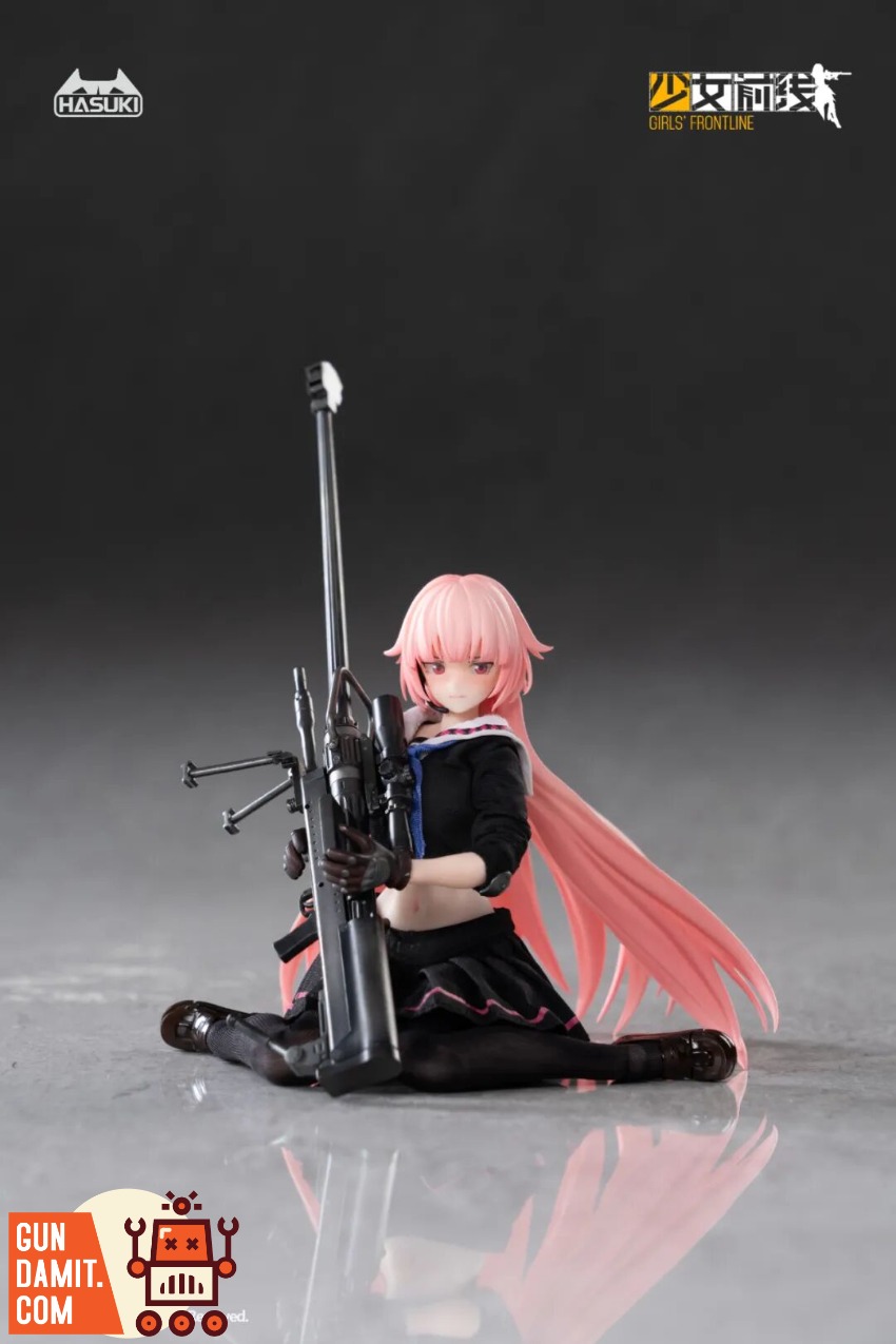 HASUKI x Girls' Frontline PA011 1/12 NTW-20 Sniper Rifle Gir Pink-haired anime girl figure holding a sniper rifle, branded wi HASUKI x Girls' Frontline PA011 1/12 NTW-20 Sniper Rifle Gir Pink-haired anime girl figure holding a sniper rifle, branded wi