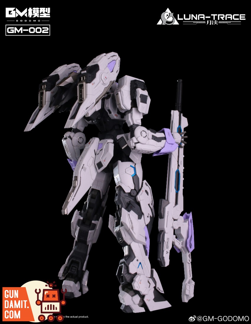 GODOMO GM-002 Yue Du Model Kit A detailed model kit of a futuristic mech with purple and blue accents. GODOMO GM-002 Yue Du Model Kit A detailed model kit of a futuristic mech with purple and blue accents.