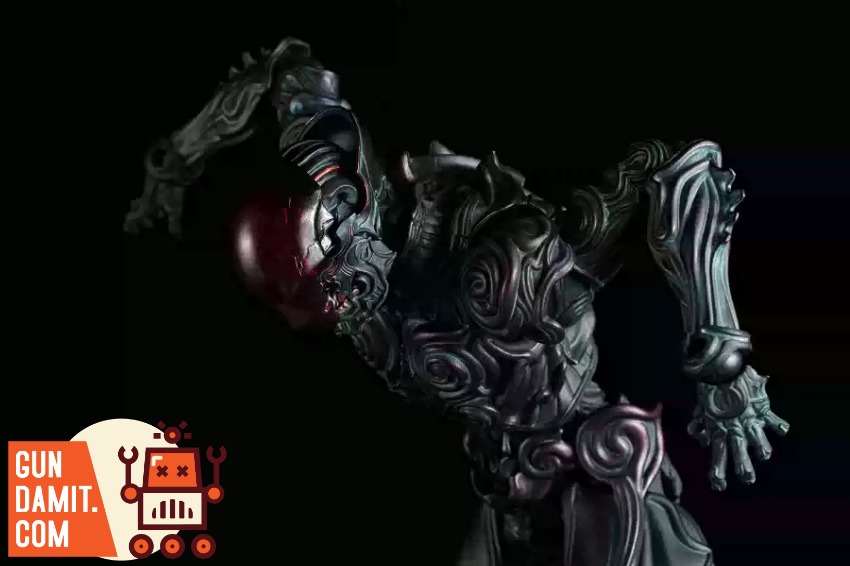 Sentinel Toys 1000toys Takayuki Takeya Jomon Puppet Black Bo Dark, intricately designed mechanical figure with a glowing red Sentinel Toys 1000toys Takayuki Takeya Jomon Puppet Black Bo Dark, intricately designed mechanical figure with a glowing red