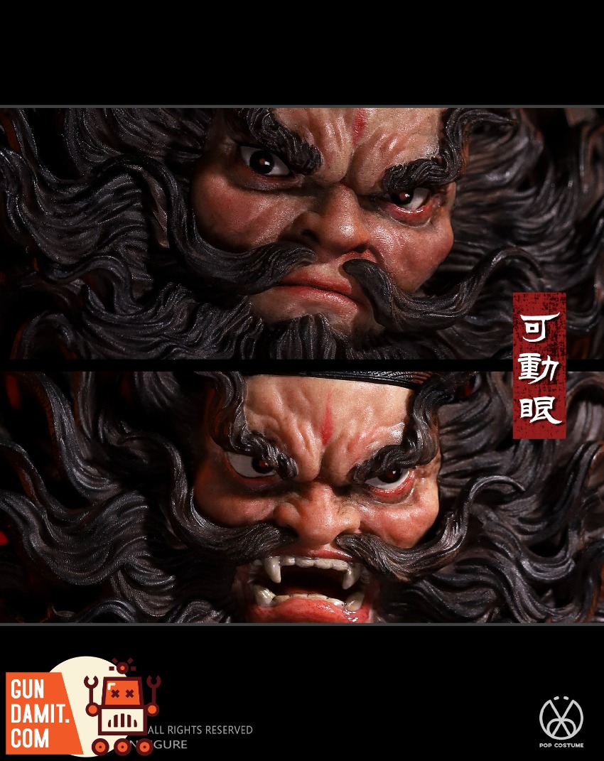 POP COSTUME 1/12 MYS-01D Tales of the Strange Zhong Kui Demo Close-up of a fierce, detailed demon face with dark, flowing hai POP COSTUME 1/12 MYS-01D Tales of the Strange Zhong Kui Demo Close-up of a fierce, detailed demon face with dark, flowing hai