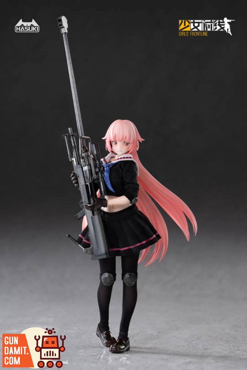HASUKI x Girls' Frontline PA011 1/12 NTW-20 Sniper Rifle Gir Pink-haired anime girl holds large sniper rifle, wears black out HASUKI x Girls' Frontline PA011 1/12 NTW-20 Sniper Rifle Gir Pink-haired anime girl holds large sniper rifle, wears black out