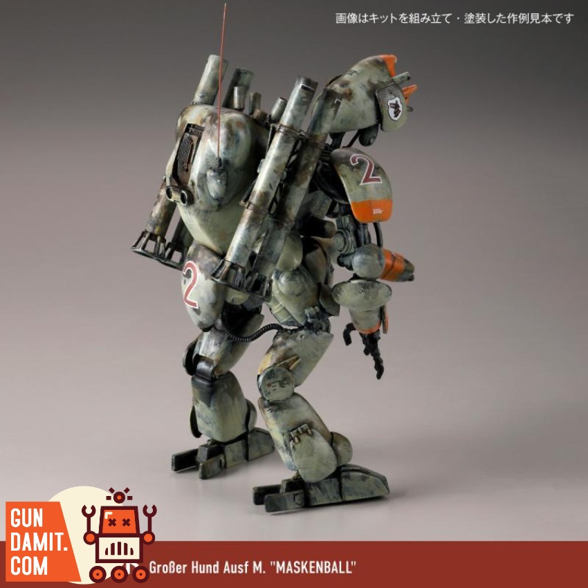 KAIYODO 1/35 Artpla Vicious Dog Robot Defense Force Model Ki A weathered, battle-worn robot with orange accents and missile l KAIYODO 1/35 Artpla Vicious Dog Robot Defense Force Model Ki A weathered, battle-worn robot with orange accents and missile l