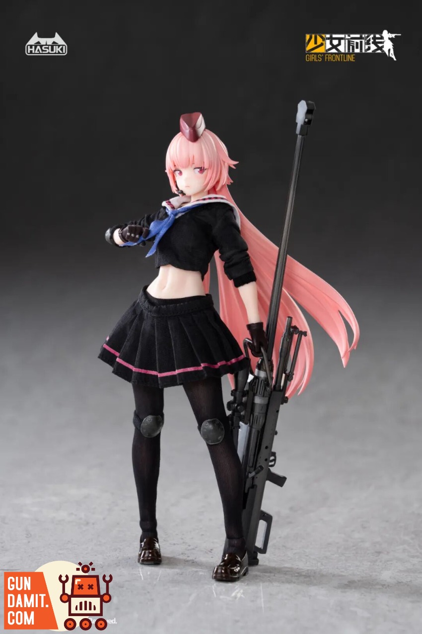 HASUKI x Girls' Frontline PA011 1/12 NTW-20 Sniper Rifle Gir Pink-haired anime girl in sailor outfit holds sniper rifle. HASUKI x Girls' Frontline PA011 1/12 NTW-20 Sniper Rifle Gir Pink-haired anime girl in sailor outfit holds sniper rifle.