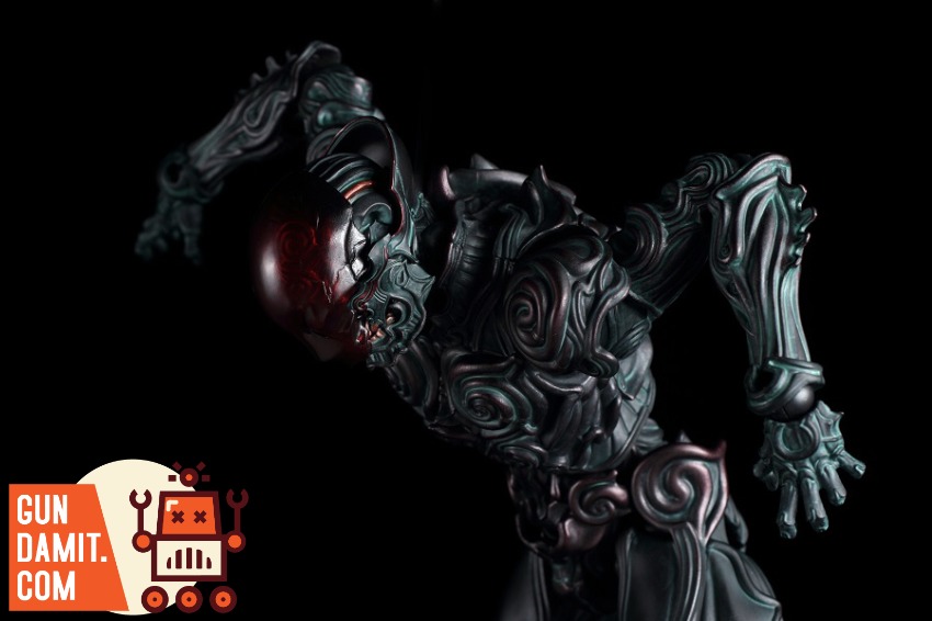 Sentinel Toys 1000toys Takayuki Takeya Jomon Puppet Black Bo Dark, intricately designed, menacing figure with glowing red eye Sentinel Toys 1000toys Takayuki Takeya Jomon Puppet Black Bo Dark, intricately designed, menacing figure with glowing red eye