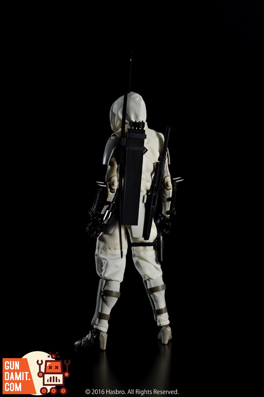 Sentinel Toys 1/6 East Asia Heavy Industries Synthetic Human Storm Shadow action figure stands armed and ready against black Sentinel Toys 1/6 East Asia Heavy Industries Synthetic Human Storm Shadow action figure stands armed and ready against black