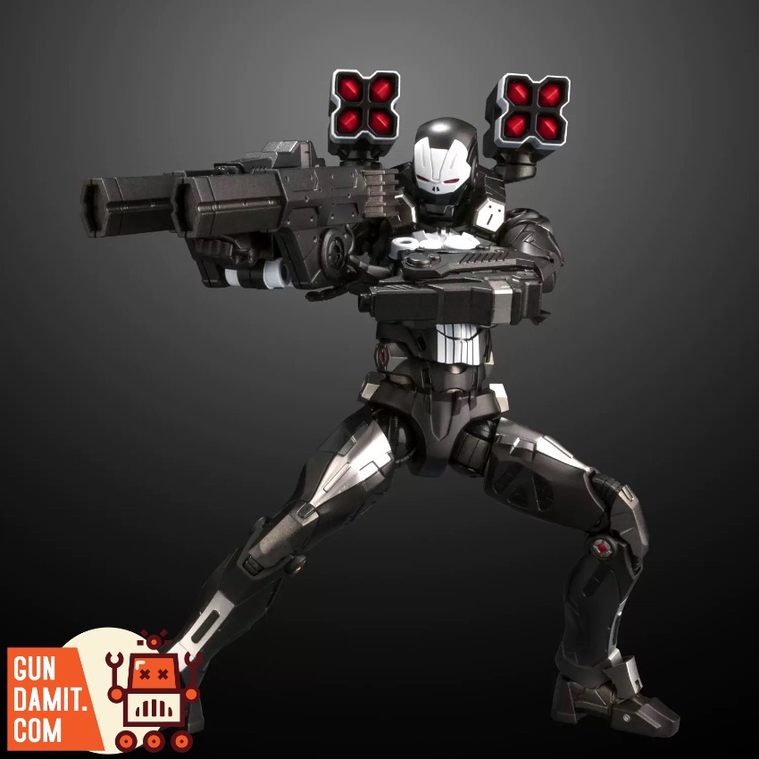 Sentinel Toys Fighting Armor Marvel Punisher Mech WF Venue E A black and white mech figure with a large gun and red lights. Sentinel Toys Fighting Armor Marvel Punisher Mech WF Venue E A black and white mech figure with a large gun and red lights.