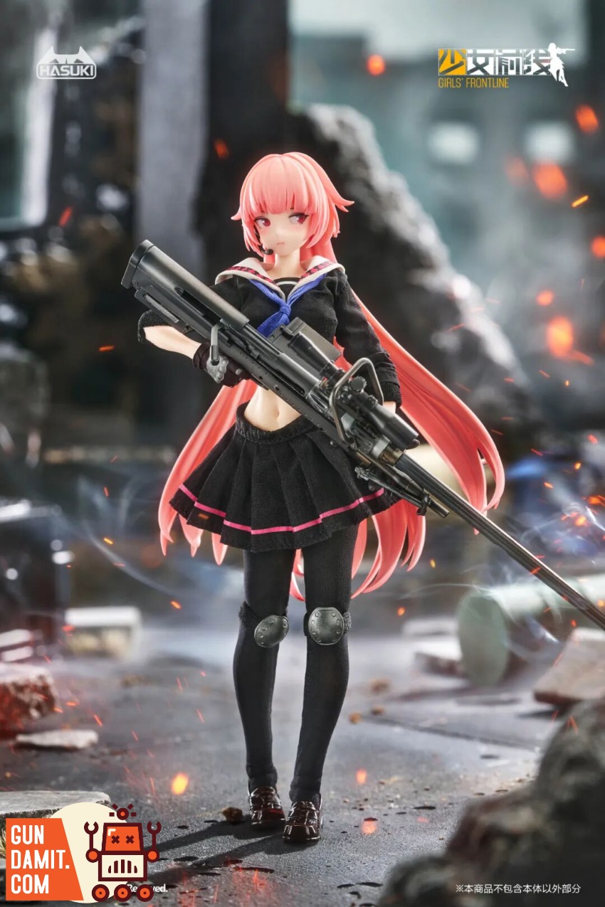 HASUKI x Girls' Frontline PA011 1/12 NTW-20 Sniper Rifle Gir An anime-style figurine with pink hair holds a large sniper rifl HASUKI x Girls' Frontline PA011 1/12 NTW-20 Sniper Rifle Gir An anime-style figurine with pink hair holds a large sniper rifl