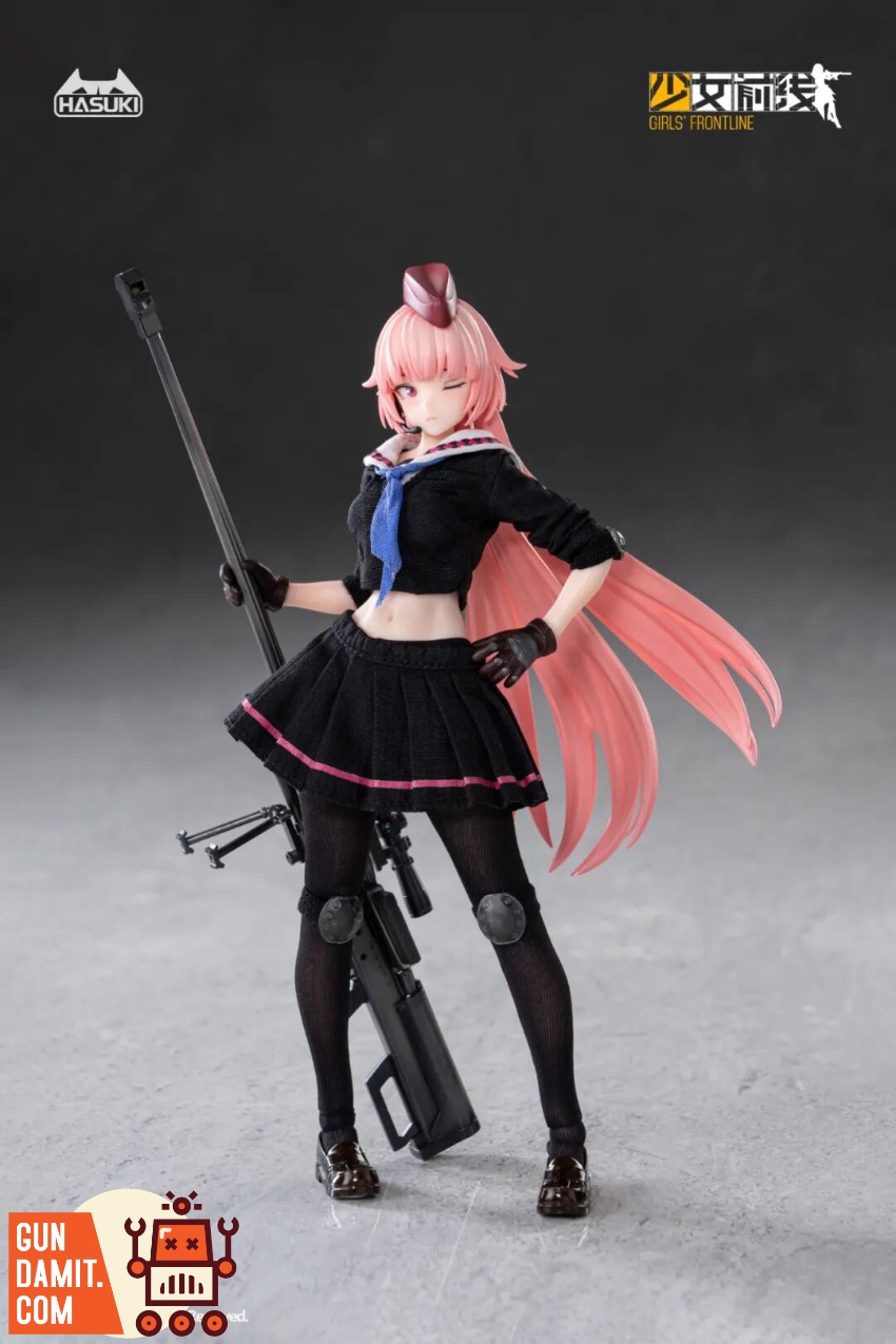 HASUKI x Girls' Frontline PA011 1/12 NTW-20 Sniper Rifle Gir Pink-haired anime girl with sniper rifle in black school uniform HASUKI x Girls' Frontline PA011 1/12 NTW-20 Sniper Rifle Gir Pink-haired anime girl with sniper rifle in black school uniform