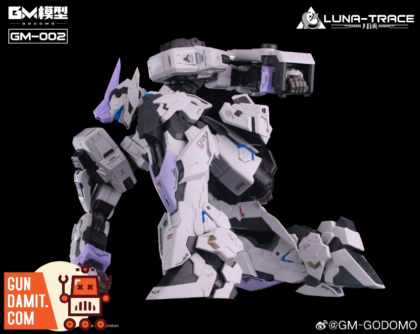 GODOMO GM-002 Yue Du Model Kit A sleek, futuristic robot wielding a glowing blue sword against a black backdrop. GODOMO GM-002 Yue Du Model Kit A sleek, futuristic robot wielding a glowing blue sword against a black backdrop.