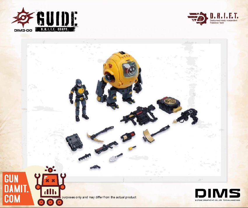 DIMS00 Drift Guide Mecha - front view Toys Alliance Drift Guide - front view