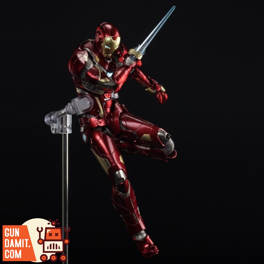 Sentinel Iron RE:EDIT Serial 09 Iron Man New Century Armor V A Sentinel Iron RE:EDIT figure of Iron Man in dynamic pose with Sentinel Iron RE:EDIT Serial 09 Iron Man New Century Armor V A Sentinel Iron RE:EDIT figure of Iron Man in dynamic pose with