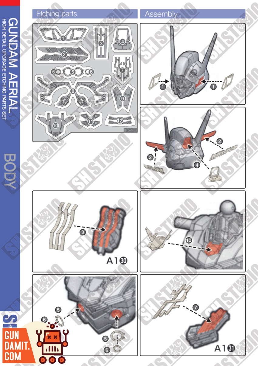 SH-XVX-016 Aerial Gundam Sheet - view 11 SH Studio Aerial Gundam Etching - view 11